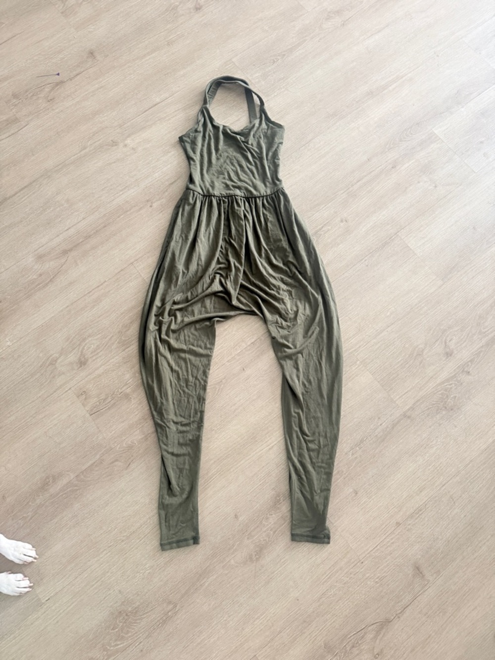 Olive Halter Harem Jumpsuit with Relaxed Fit
